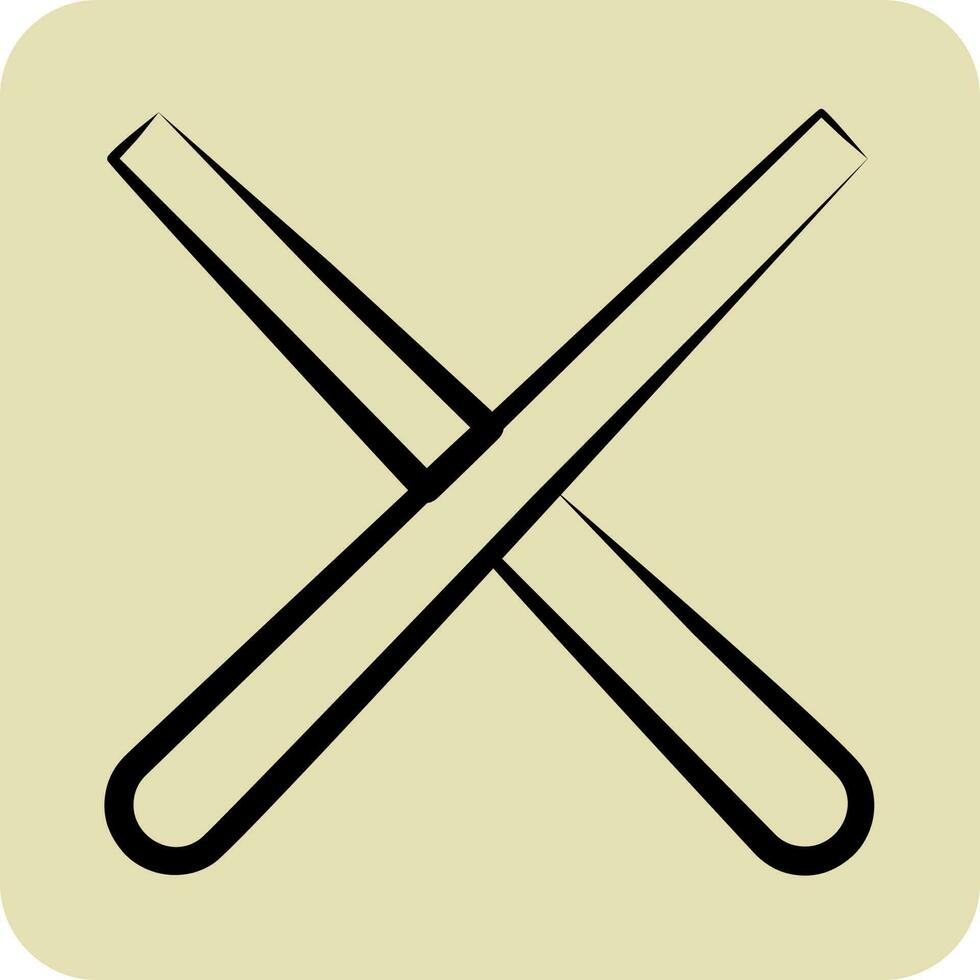 Icon Pool Cue. related to Sports Equipment symbol. hand drawn style. simple design editable. simple illustration vector