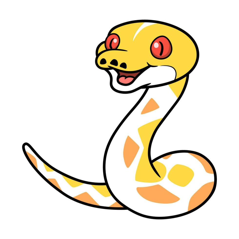 Cute amelanistic reticulated python cartoon vector