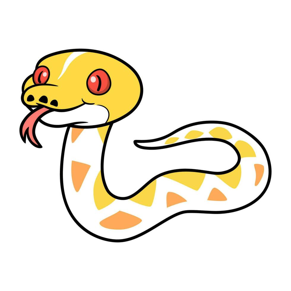 Cute amelanistic reticulated python cartoon vector