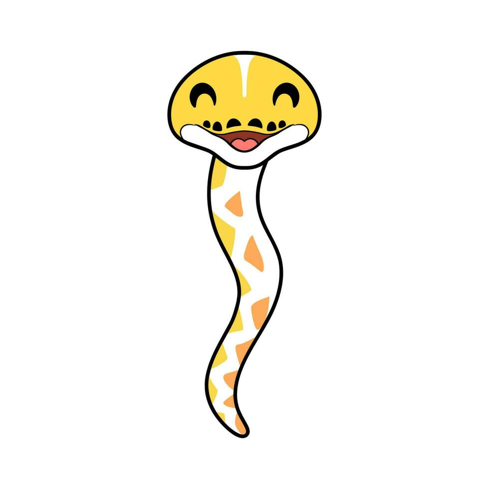 Cute amelanistic reticulated python cartoon vector