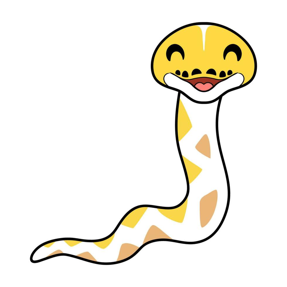 Cute amelanistic reticulated python cartoon vector