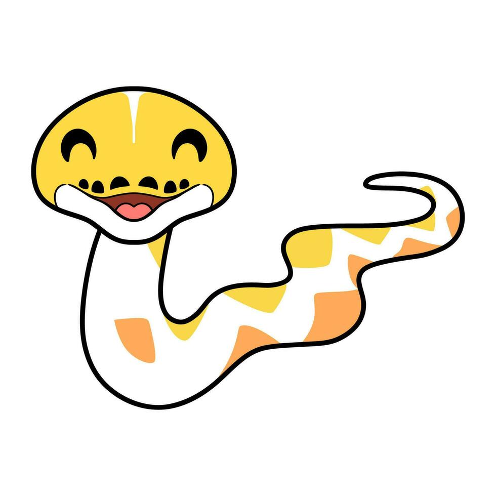 Cute amelanistic reticulated python cartoon vector