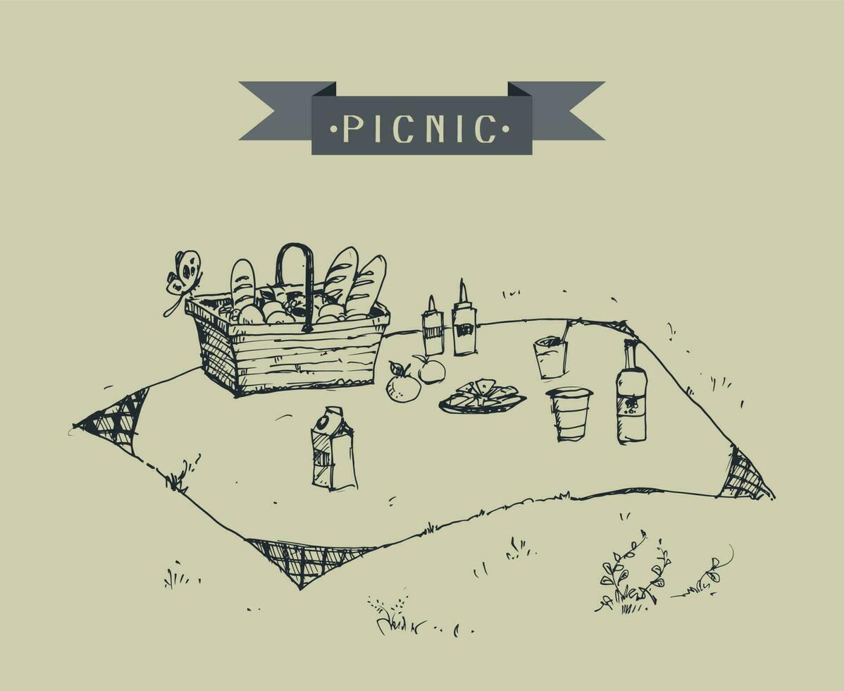 al aire libre picnic en parque vector