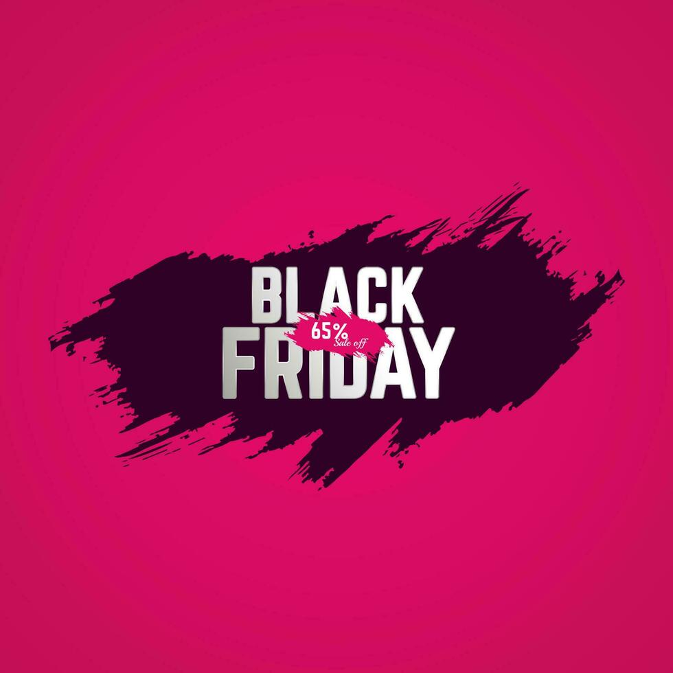 Black Friday 65 percent sale off concept for promotion discount vector illustration templaes design, sale off text on pink background