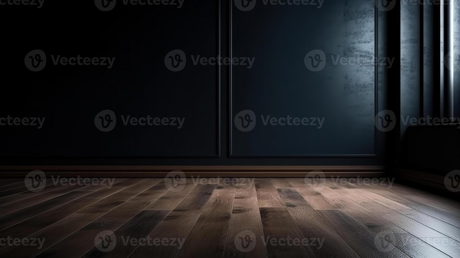 Cleanse light somber divider with stunning chiaroscuro and wooden floor. Encourage foundation for thing introduction. Creative resource, photo