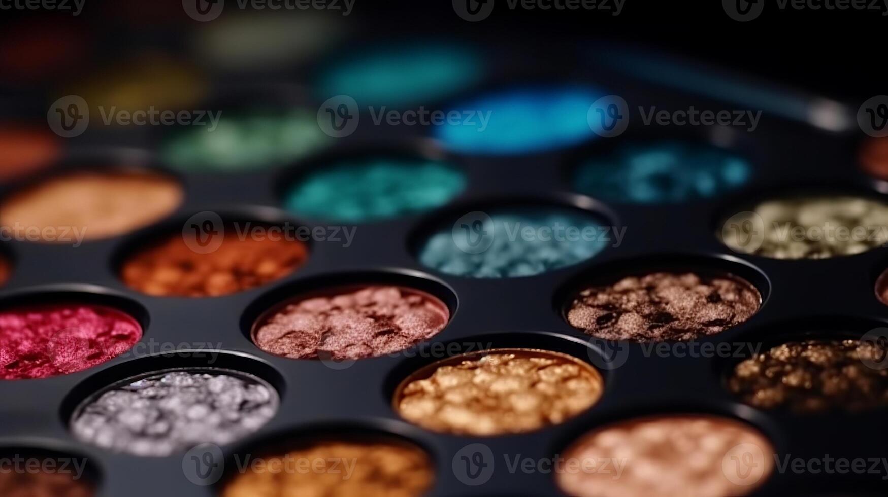 Closeup shot of eye shadow, heavenliness care things, gloriousness care things. Competent eyeshadow palette colossal scale shot. Creative resource, photo