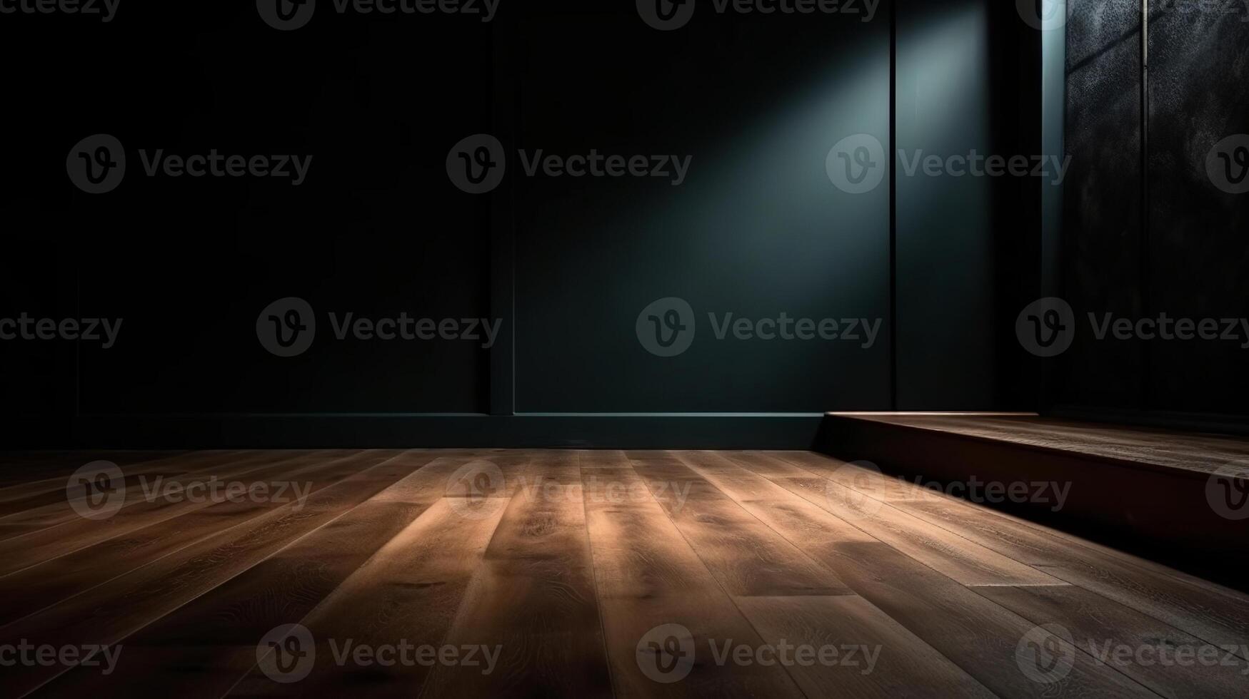 Cleanse light somber divider with stunning chiaroscuro and wooden floor. Shock in foundation for thing introduction. Creative resource, photo