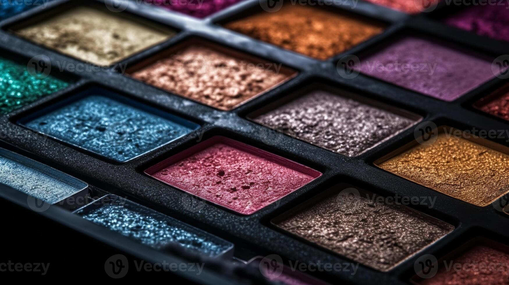 Closeup shot of eye shadow, heavenliness care things, gloriousness care things. Competent eyeshadow palette colossal scale shot. Creative resource, photo