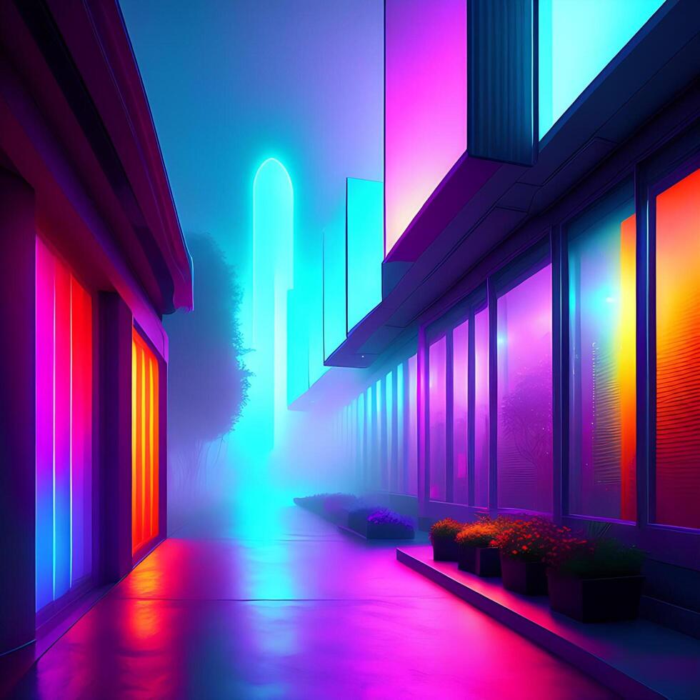 Futuristic Abstract Neon-lit Background Concept photo