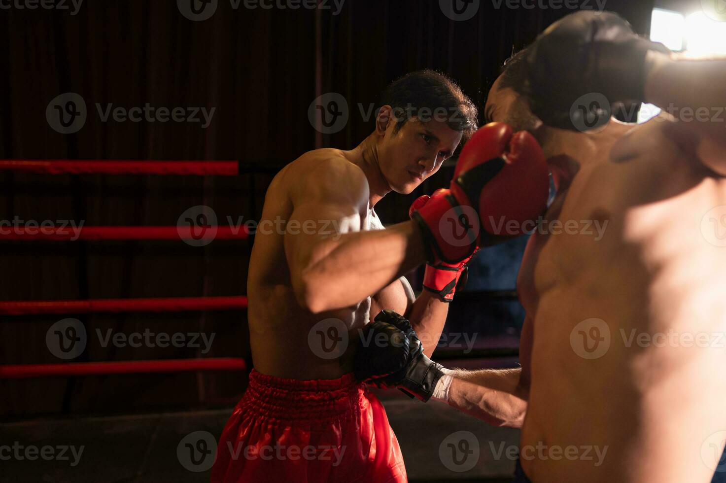 Punching is one of the master techniques of Muay Thai that is used to kick and lift to prevent kicks. which boxers are popularly used as weapons, Muay Thai,Thai martial arts. photo