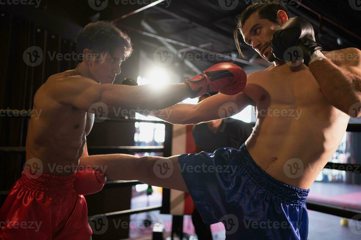 Using the feet is one of the master techniques of Muay Thai that is used to kick and lift to prevent kicks. which boxers are popularly used as weapons, Muay Thai,Thai martial arts. photo