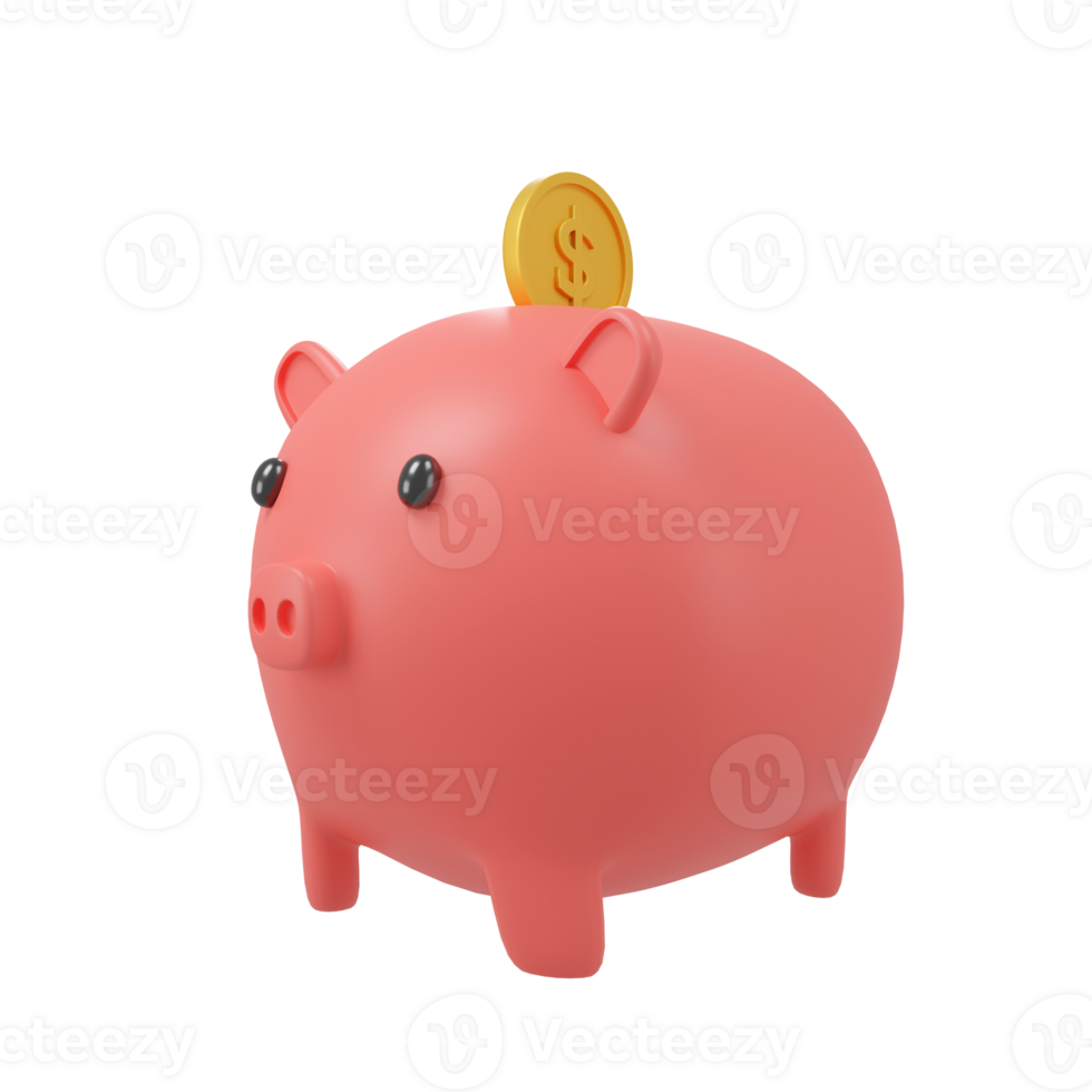 rosado cerdito banco.simbolo de metas en ahorros.inversiones y negocio, dinero .3d representación, ilustración png