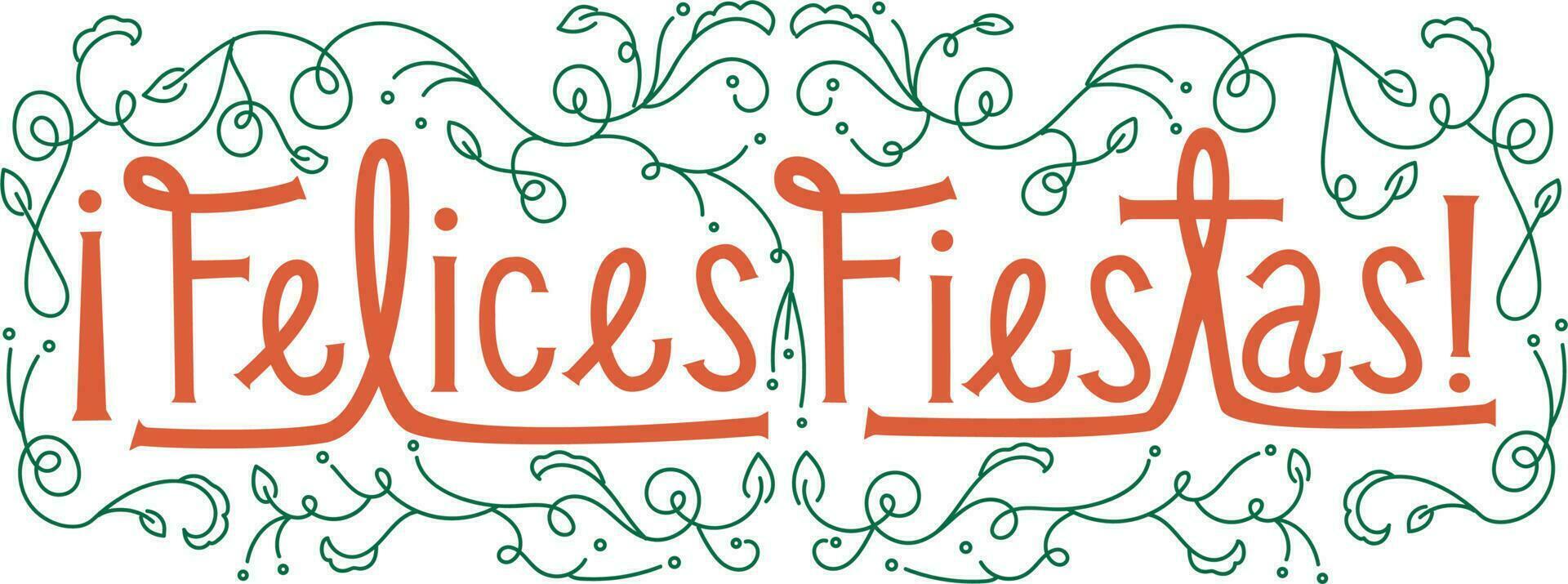 Lettering of the words Felices Fiestas. Vector illustration. Typography Design . calligraphic