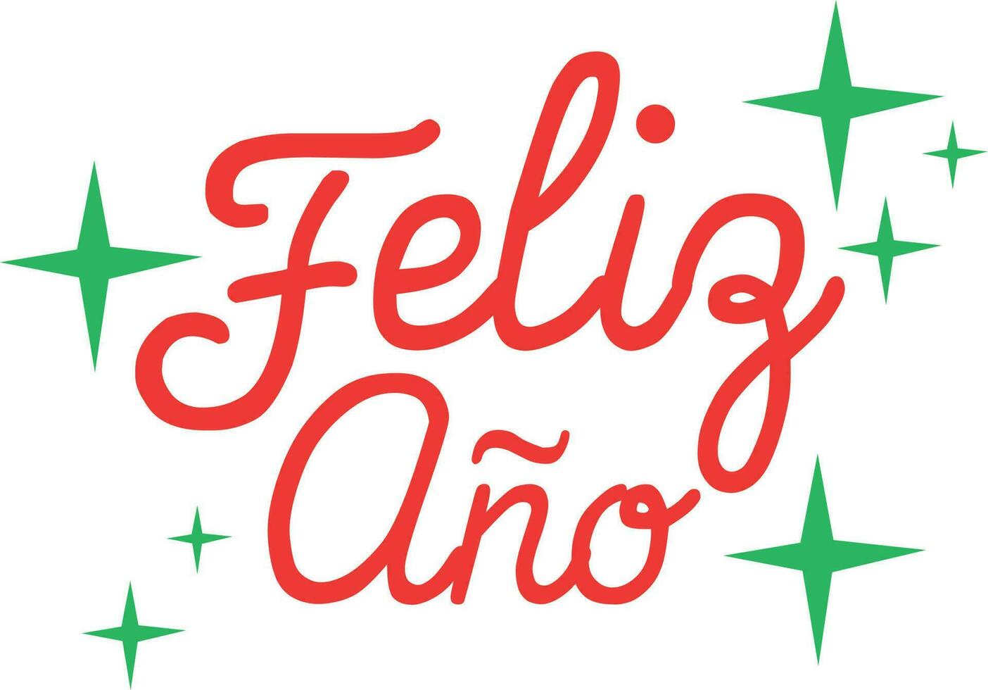 Feliz Ano. Christmas greeting card. Hand drawn lettering. Vector illustration. hand lettering. Calligraphic design. Typography