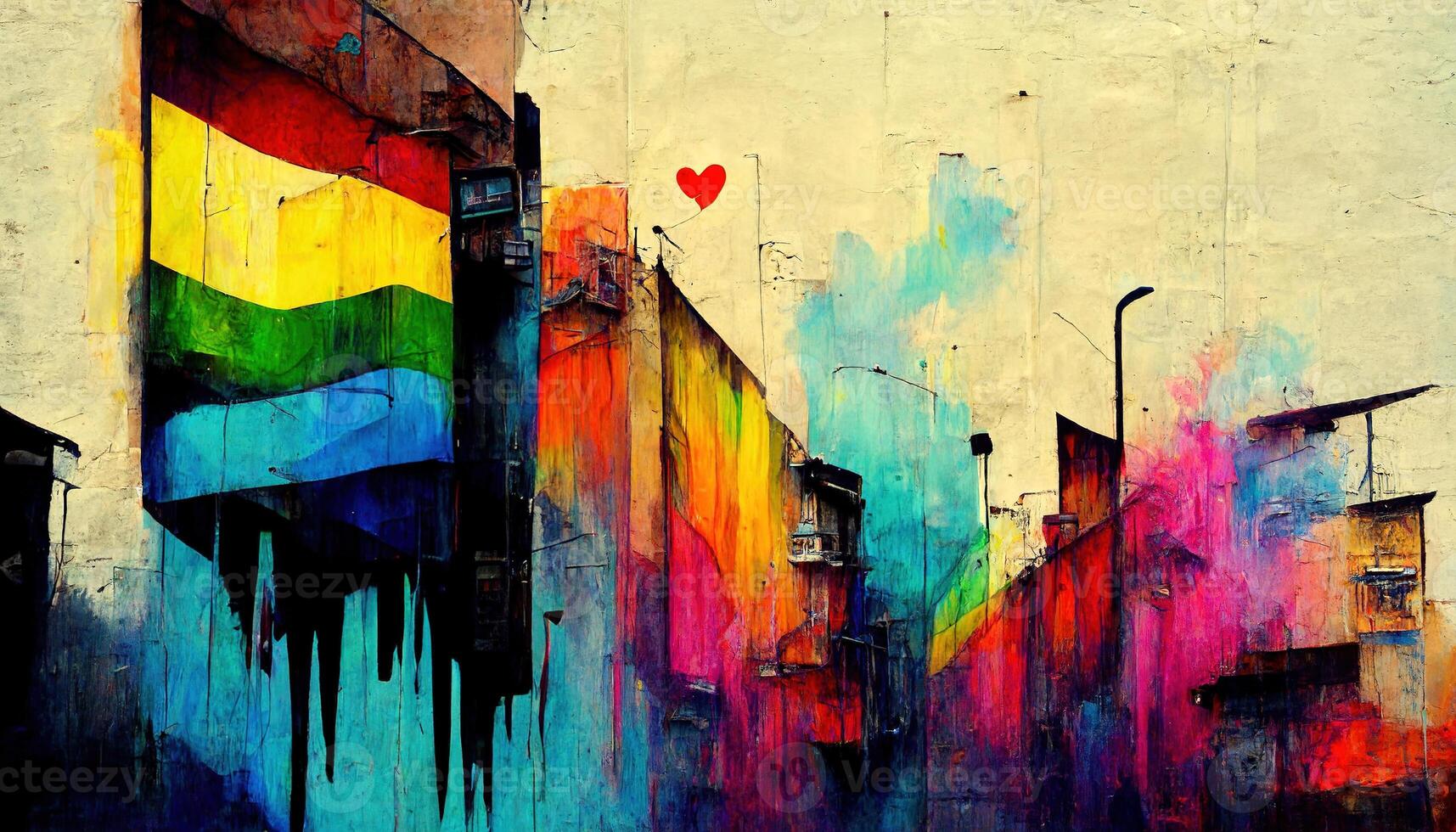 generativo ai, arco iris lgbt orgullo bandera colores como pintada en el muro, calle Arte. tinta vistoso pintada Arte en un texturizado papel Clásico antecedentes foto