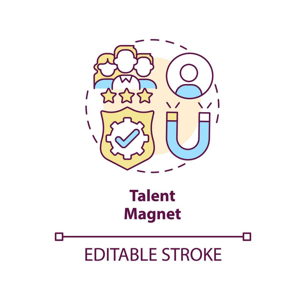 Talent magnet concept icon. Safe reputation company. Employee engagement abstract idea thin line illustration. Isolated outline drawing. Editable stroke vector