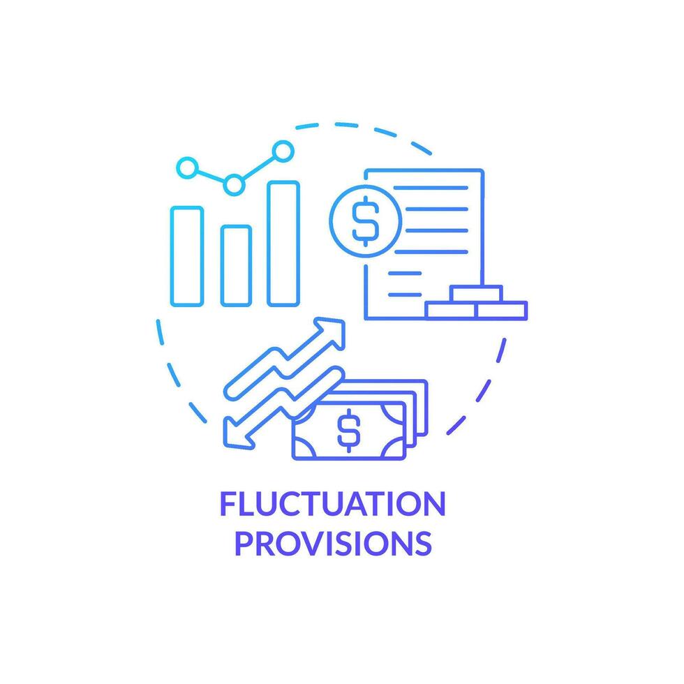 fluctuación provisiones azul degradado concepto icono. compensaciones relación comercial con inflación en construcción resumen idea Delgado línea ilustración. aislado contorno dibujo vector