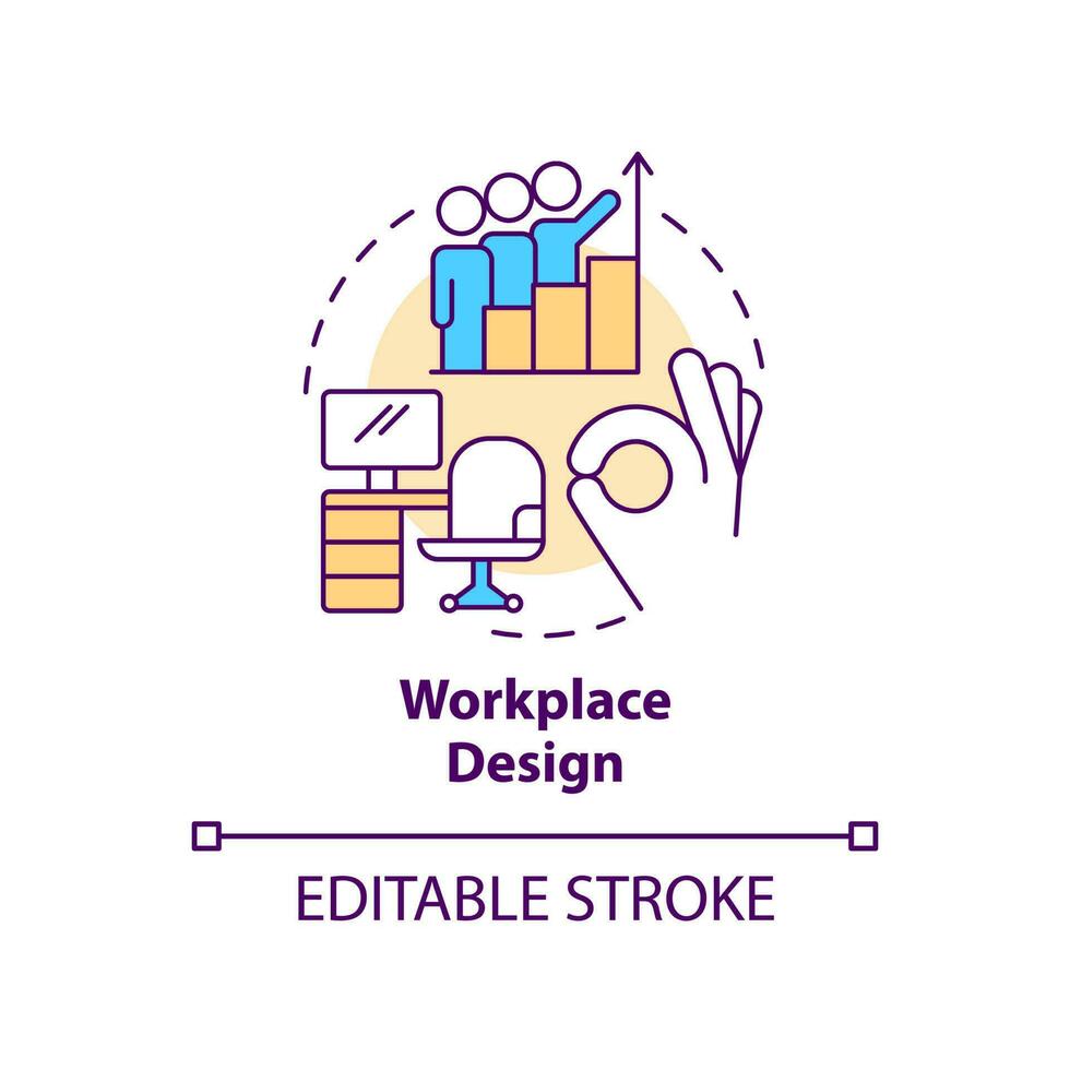 Workplace design concept icon. Employee friendly company. Comfort office abstract idea thin line illustration. Isolated outline drawing. Editable stroke vector