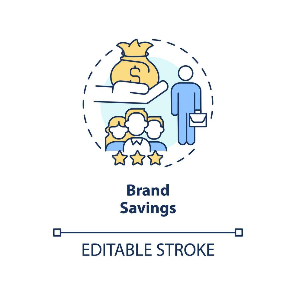 Brand savings concept icon. Benchmark employee retention rate. Employee engagement abstract idea thin line illustration. Isolated outline drawing. Editable stroke vector