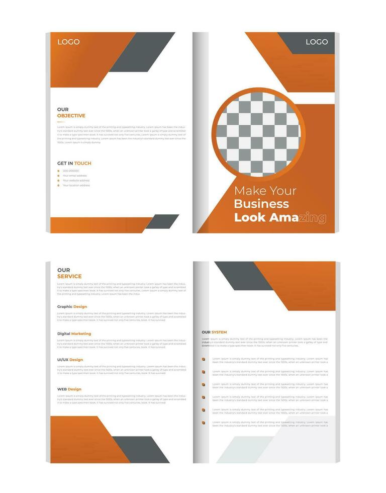 Orange color business, template, design, layout, brochure, cover, corporate, poster, marketing, brochure design, business brochure, vector, creative brochure, bi- fold, bi fold, 2, 4 vector