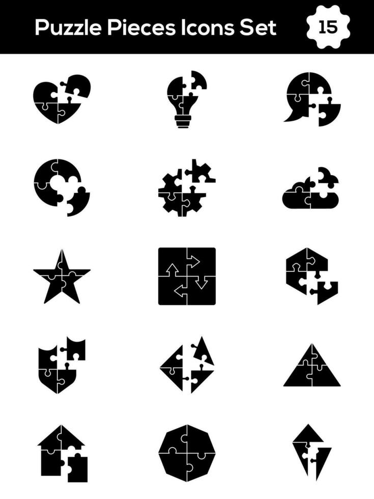 Illustration of Glyphl Puzzle Piece Icon Set in Flat Style. vector