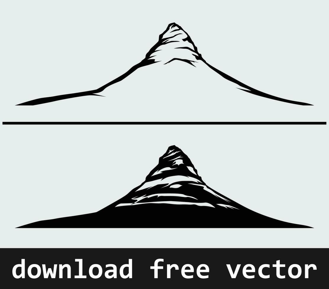 kirkjufell mountain silhouette vector art free download