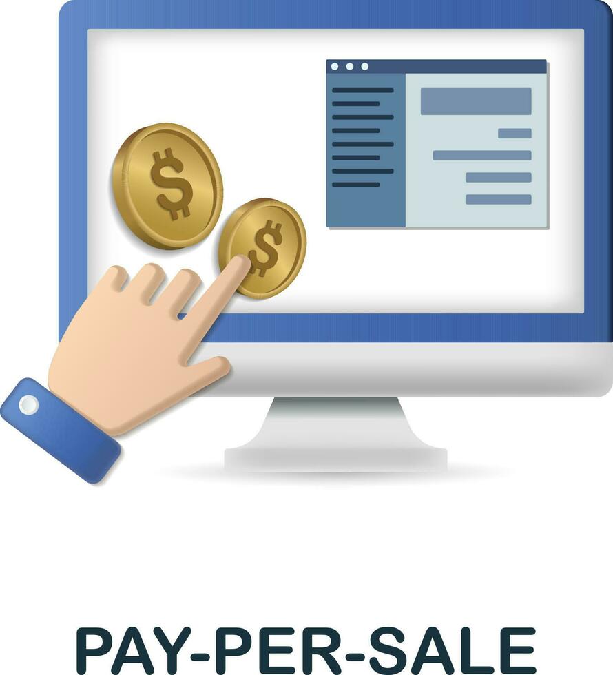 Pay-Per-Sale icon. 3d illustration from affiliate marketing collection. Creative Pay-Per-Sale 3d icon for web design, templates, infographics and more vector