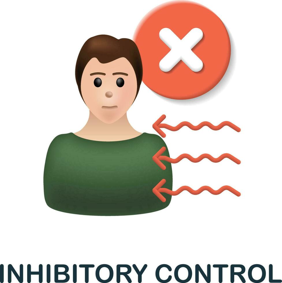 Inhibitory Control icon. 3d illustration from cognitive skills collection. Creative Inhibitory Control 3d icon for web design, templates, infographics and more vector