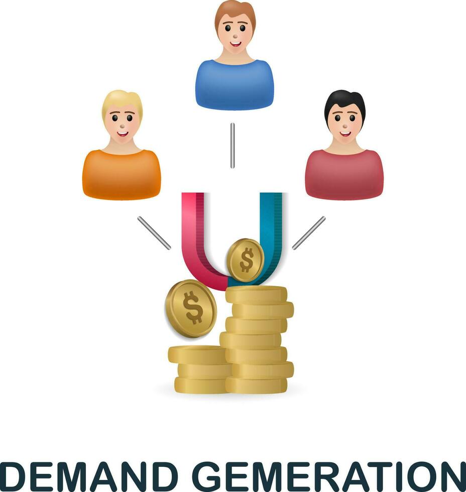 Demand Gemeration icon. 3d illustration from customer relationship collection. Creative Demand Gemeration 3d icon for web design, templates, infographics and more vector