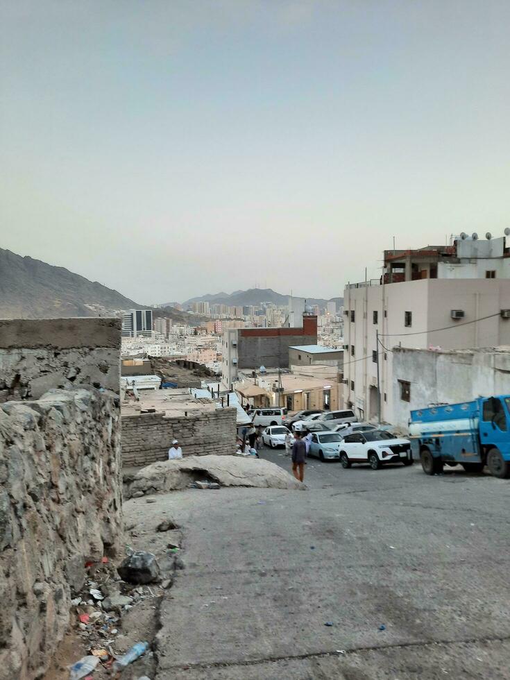 Mecca, Saudi Arabia, April 2023 - Pilgrims heading for Hira cave on mount Al Noor in Mecca. The historic cave Hara is located on the top of Jabal Noor. photo