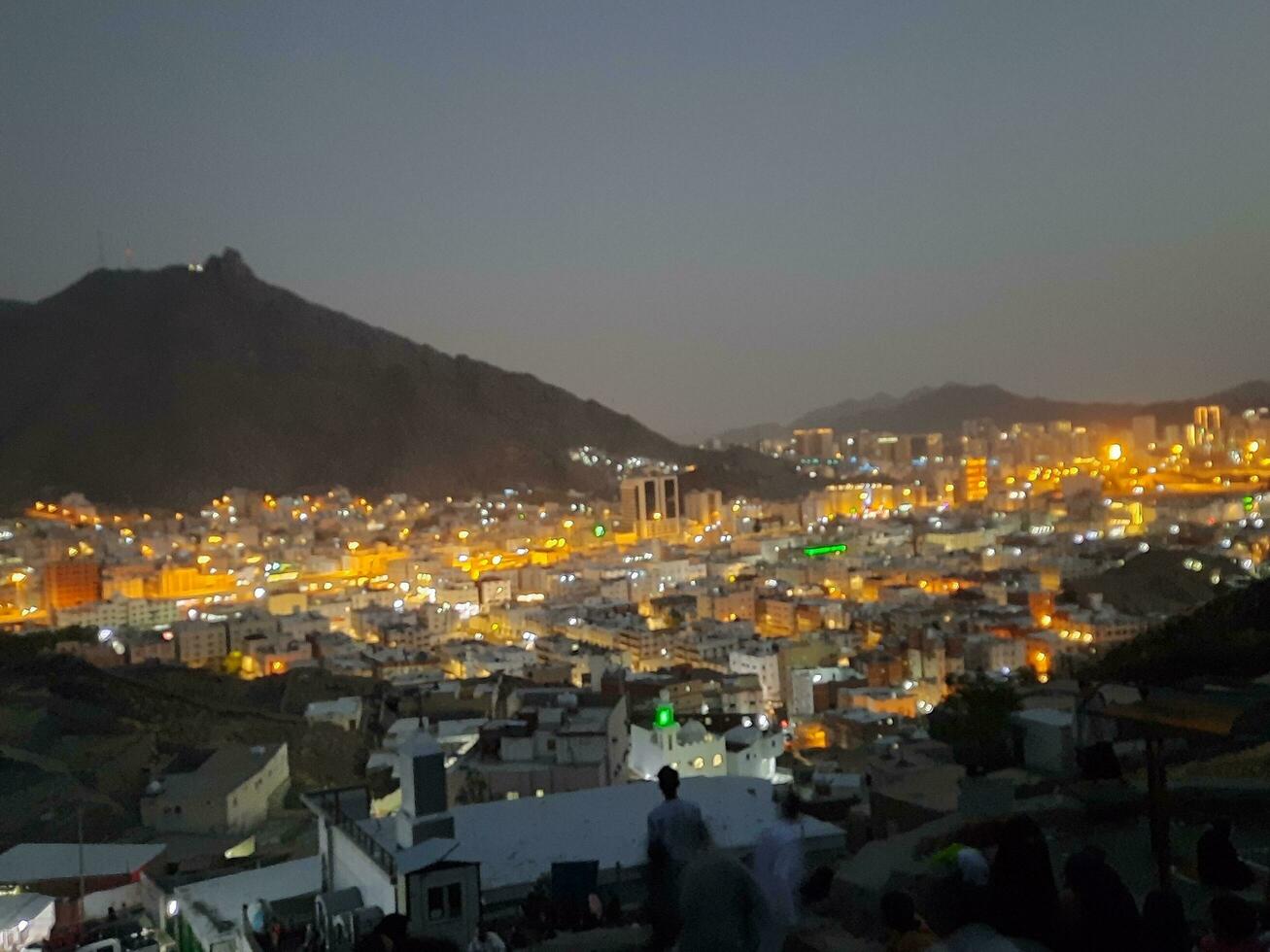 Mecca, Saudi Arabia, April 2023 - Beautiful view of Makkah city from Jabal Noor mountain in Makkah. The historic cave Hara is located on the top of Jabal Noor. photo