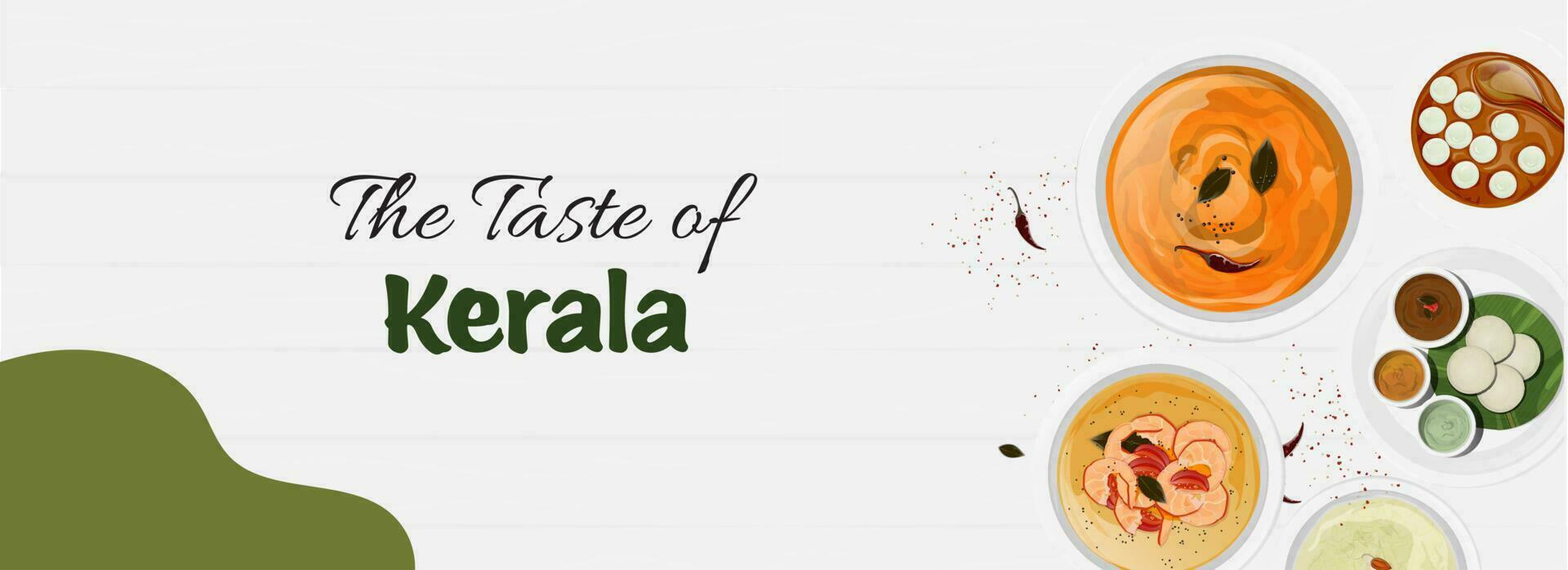 Top View Of Kerala Food Or Dishes On White And Green Background. vector