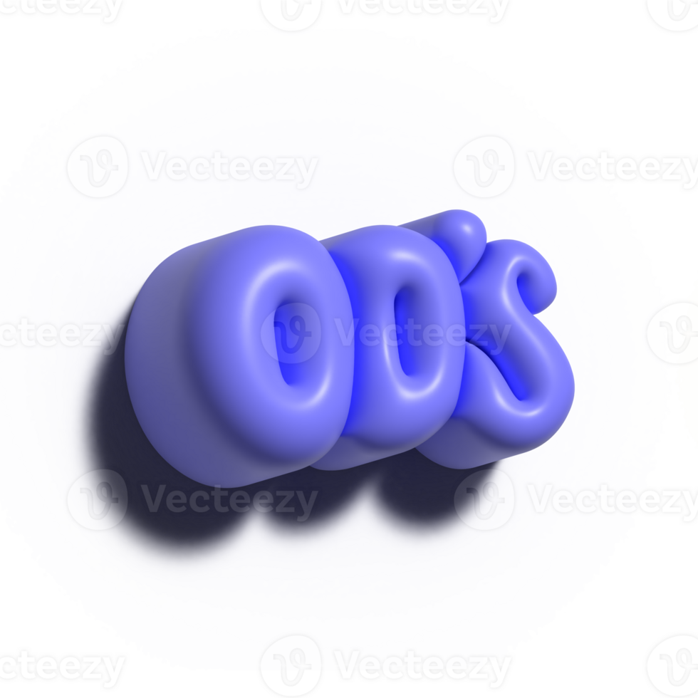 Raster 3d modeling clay word - 00's. Realistic 3d render lettering. Creative monochrome colorful design. Volume cartoon style. png