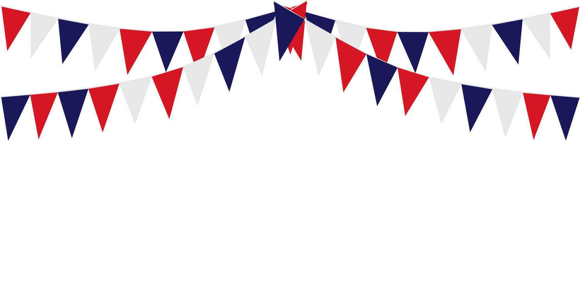 Bunting Hanging Red White Blue Flags Triangles Banner Background. United State of America, France, Thailand, New Zealand, Netherland, British, Great Britain. vector