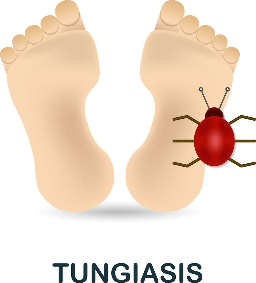 Tungiasis icon. 3d illustration from deseases collection. Creative Tungiasis 3d icon for web design, templates, infographics and more vector