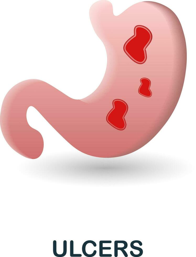 Ilcers icon. 3d illustration from deseases collection. Creative Ilcers 3d icon for web design, templates, infographics and more vector