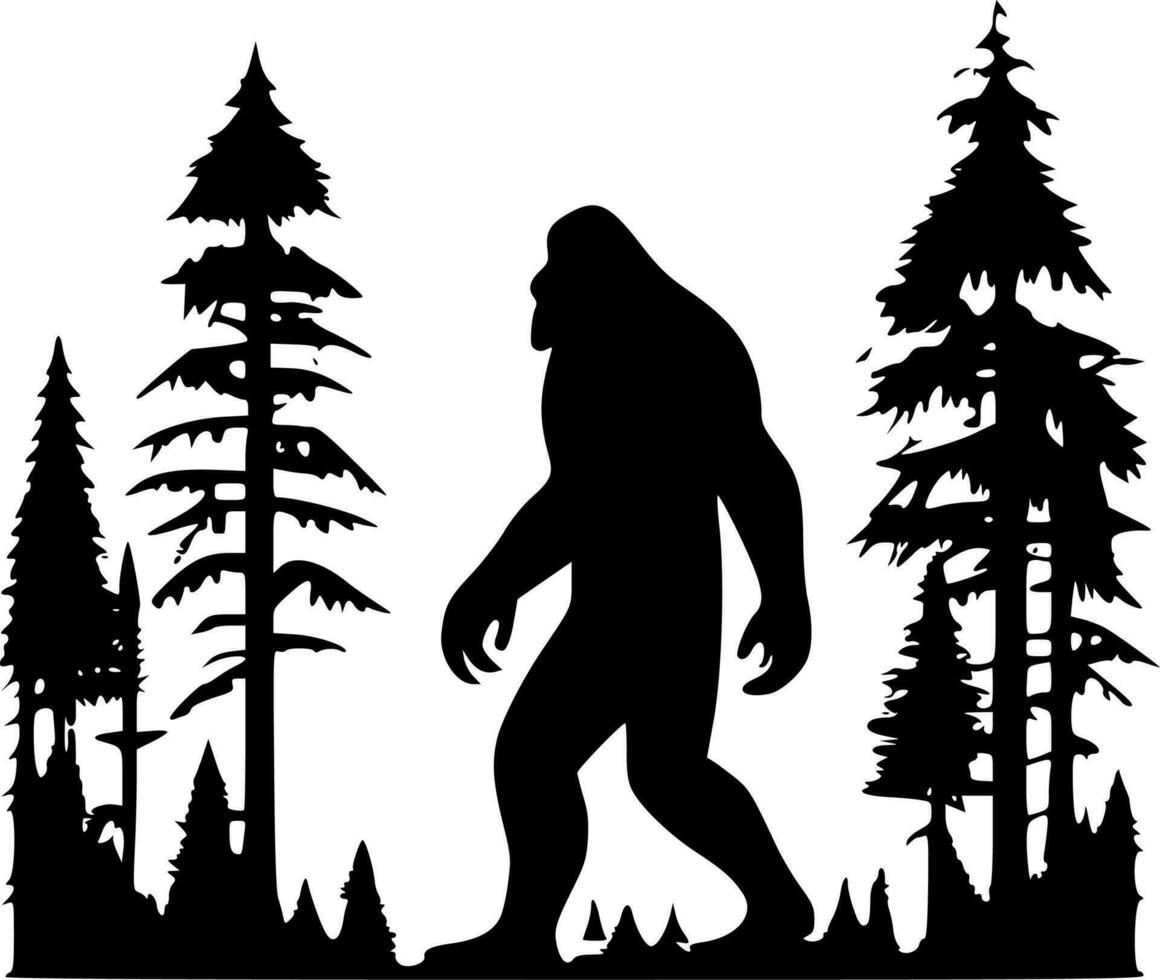 Bigfoot - Black and White Isolated Icon - Vector illustration