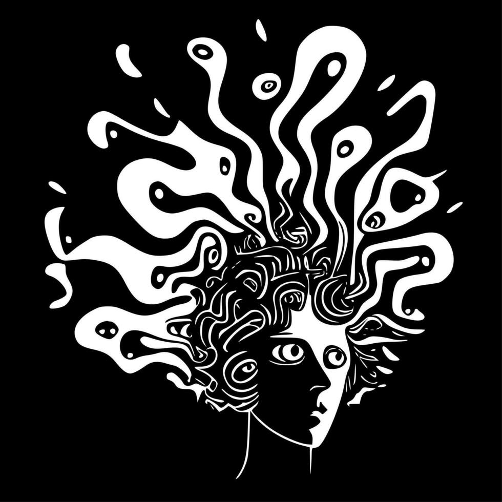 Psychedelic, Black and White Vector illustration