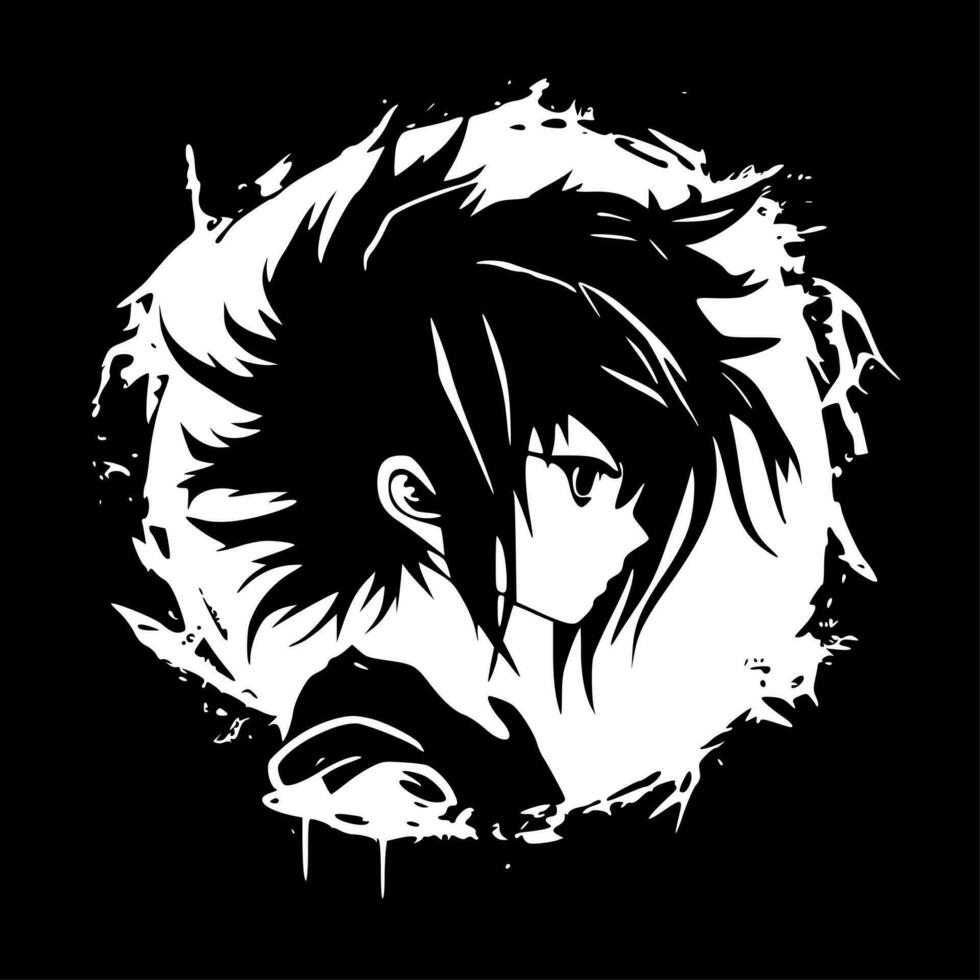 Anime - Black and White Isolated Icon - Vector illustration