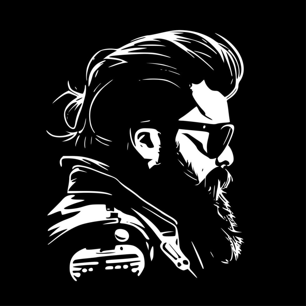 Biker - Black and White Isolated Icon - Vector illustration