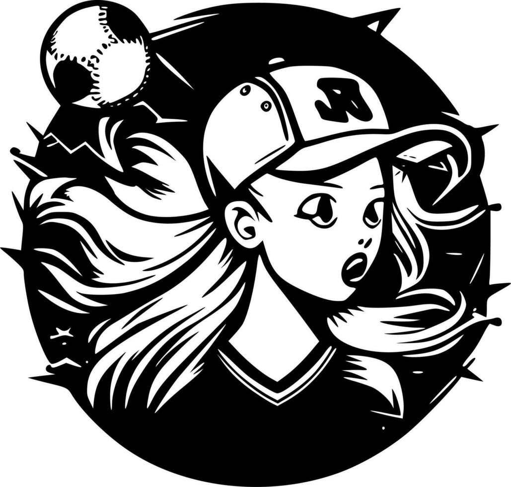 Softball - Minimalist and Flat Logo - Vector illustration