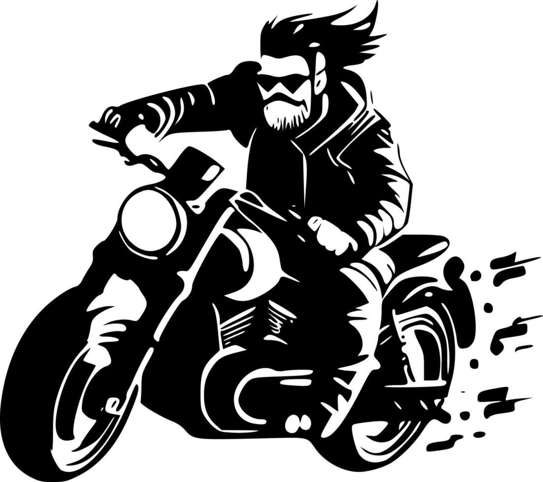 motorista - negro y blanco aislado icono - vector ilustración