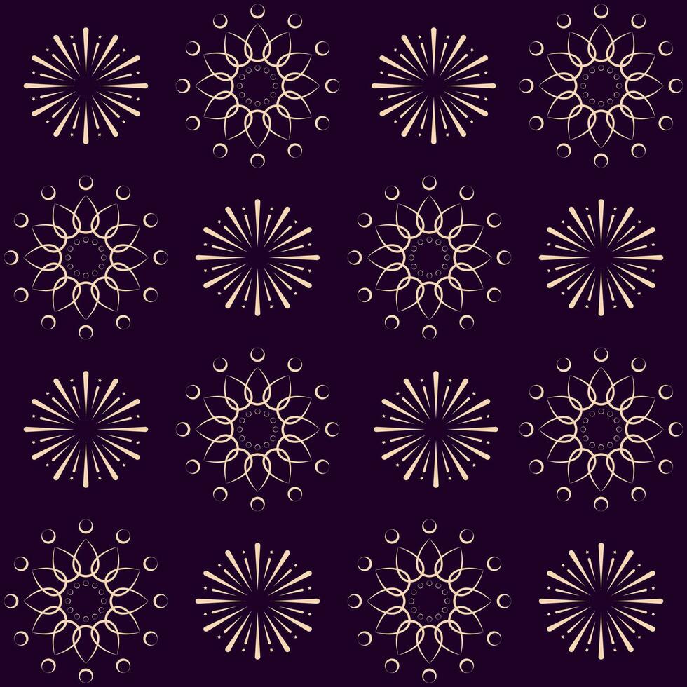 Repeat-less Mandala Or Floral And Fireworks Pattern Background. vector