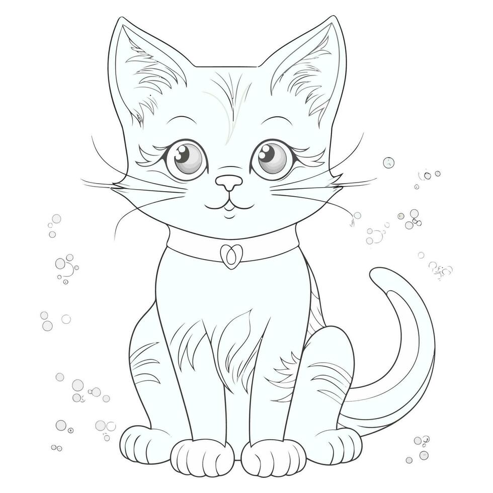 Flower Cat Coloring Pages for Adults vector