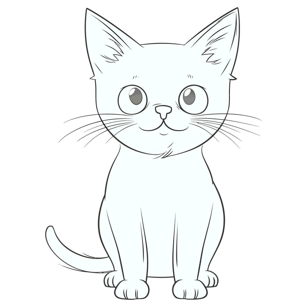 Flower Cat Coloring Pages for Adults vector