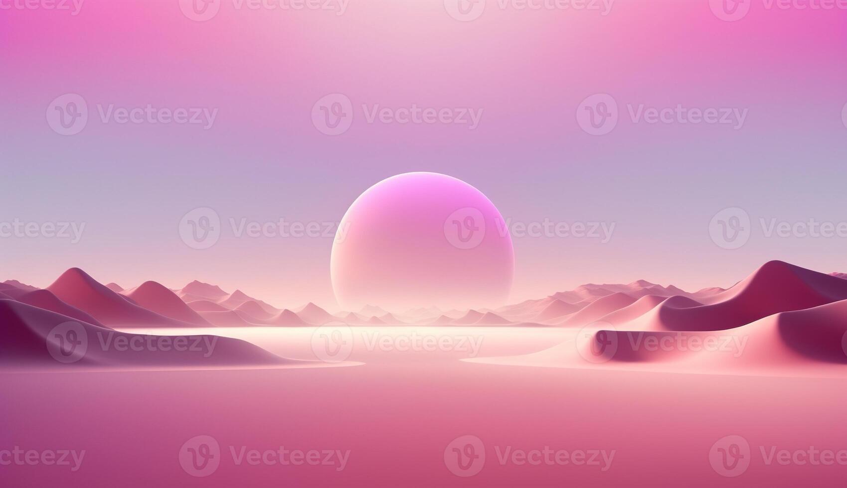 , Beautiful gradient scene landscape with light pink color, horizontal wallpaper. Abstract background with clouds and horizon photo