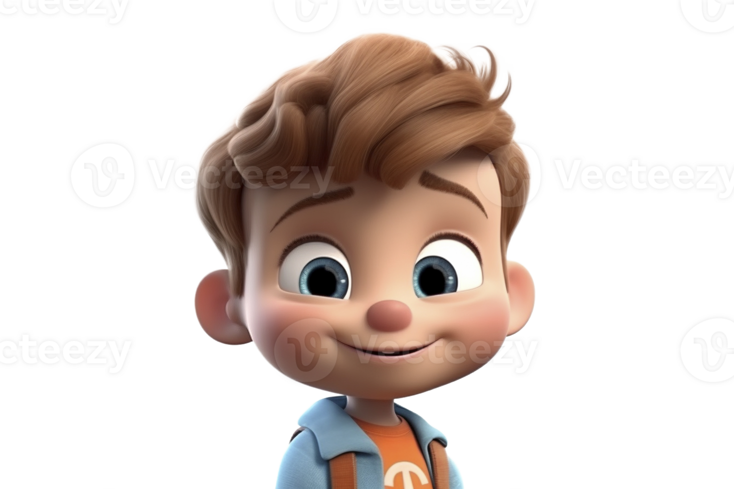 Cute happy ilttle boy character, created with png