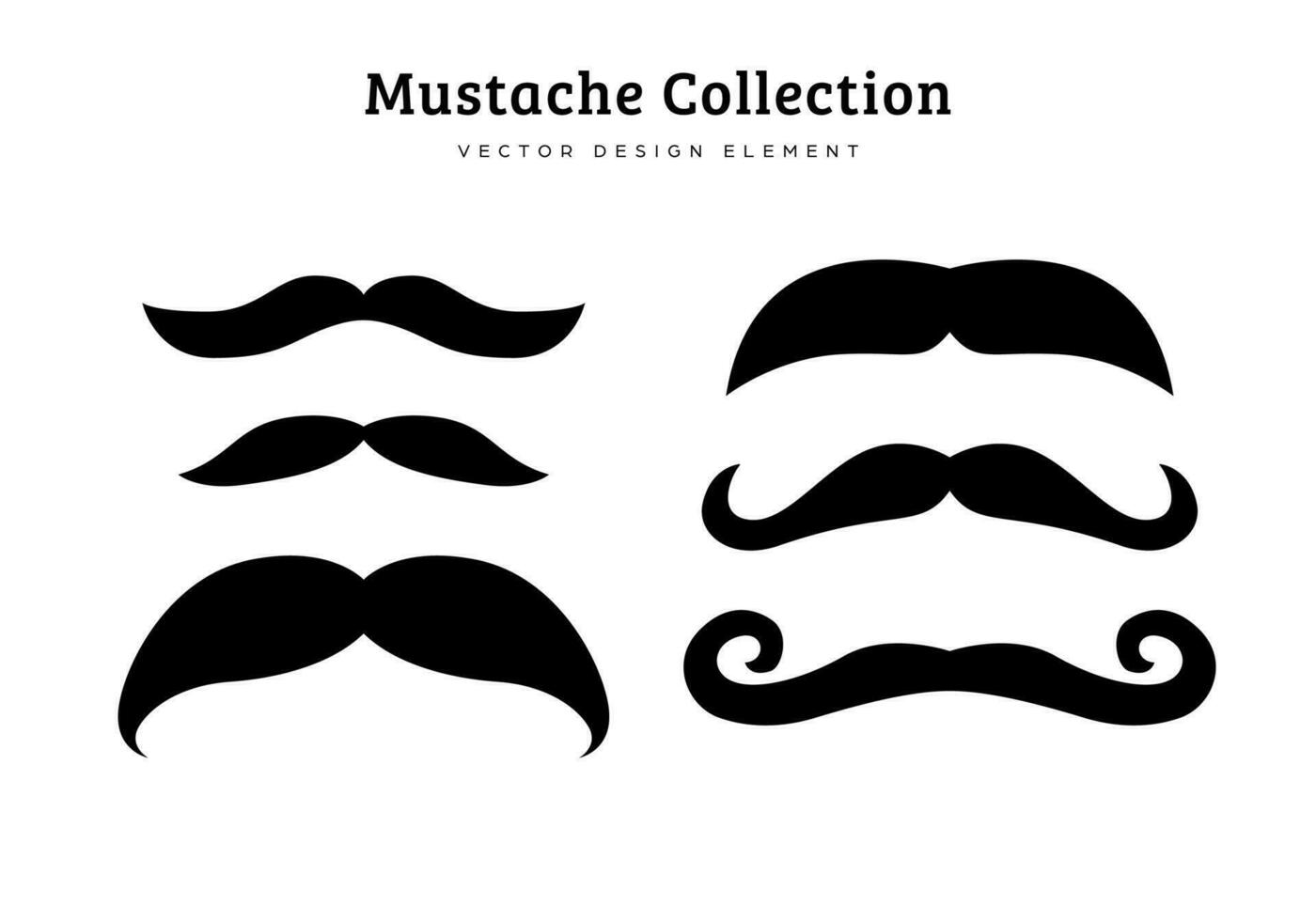 collection of mustache style vector illustration features Batwing, mustachio, cowboy, handlebar moustache style