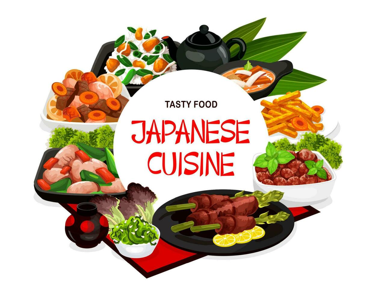 japonés cocina tradicional auténtico platos vector