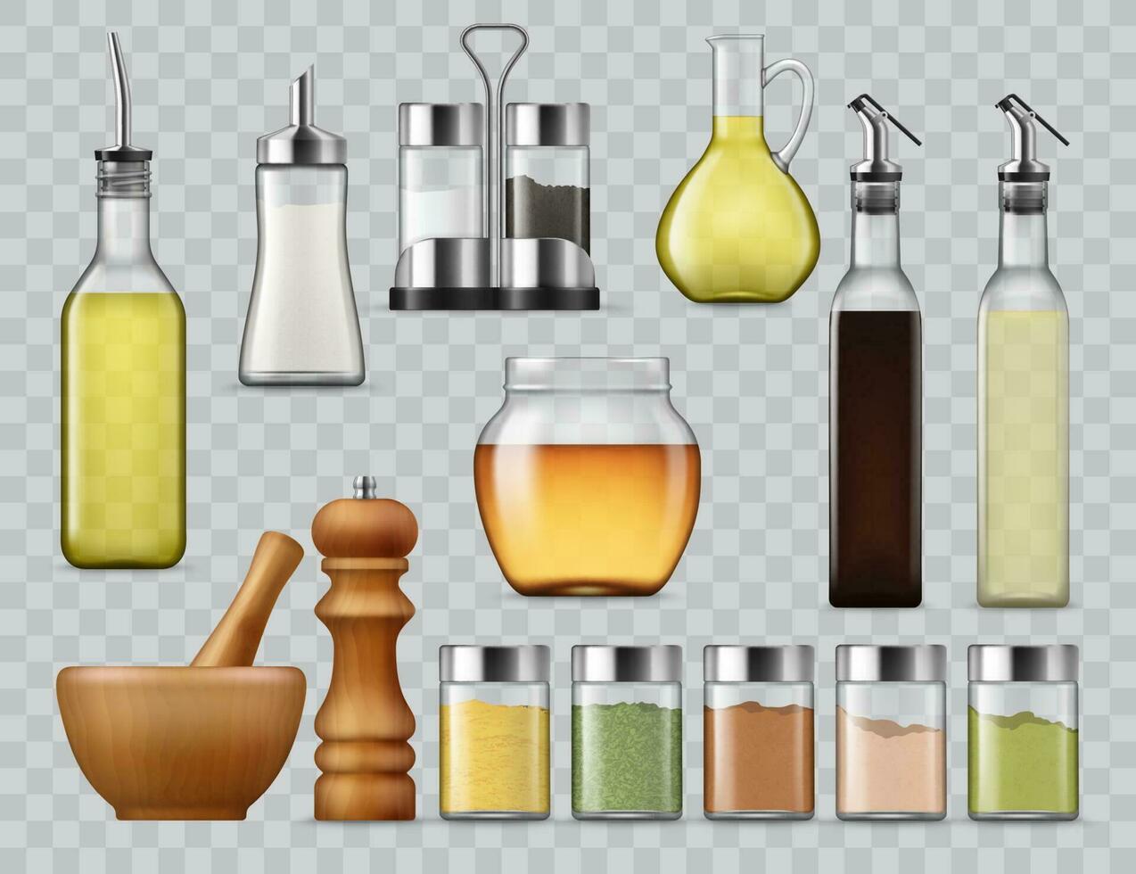 Salt and pepper shakers, kitchen spices dispensers vector